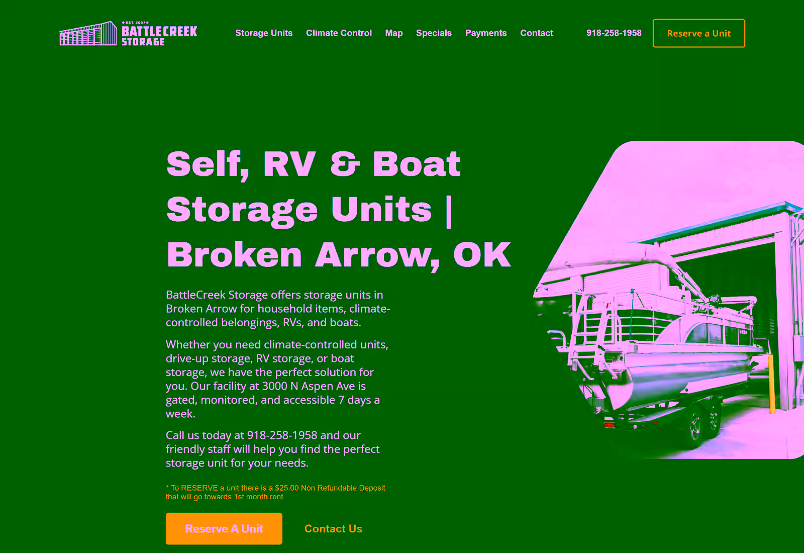 BattleCreek Storage website hero