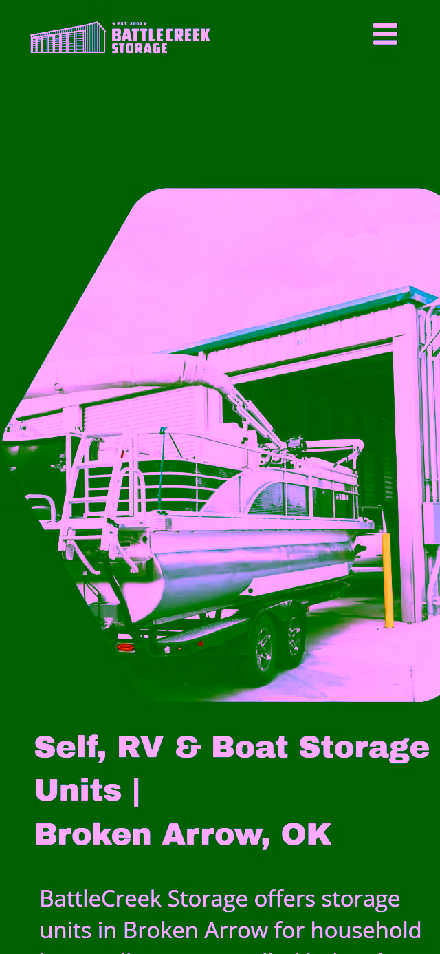 BattleCreek Storage website on phone