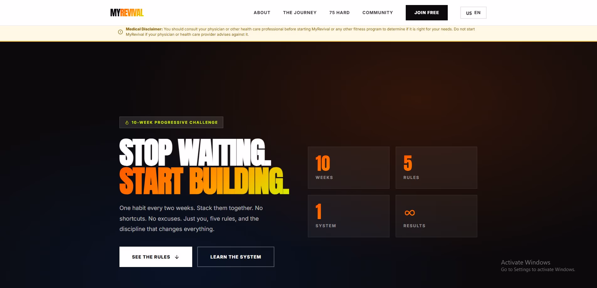 MyRevival website on desktop