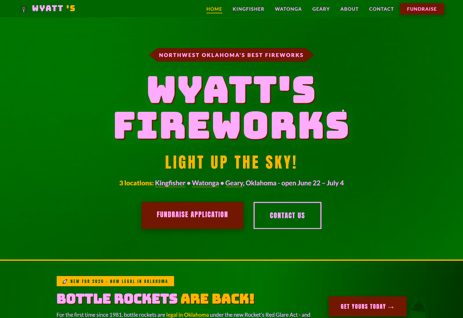 Wyatt's Firework Stand website
